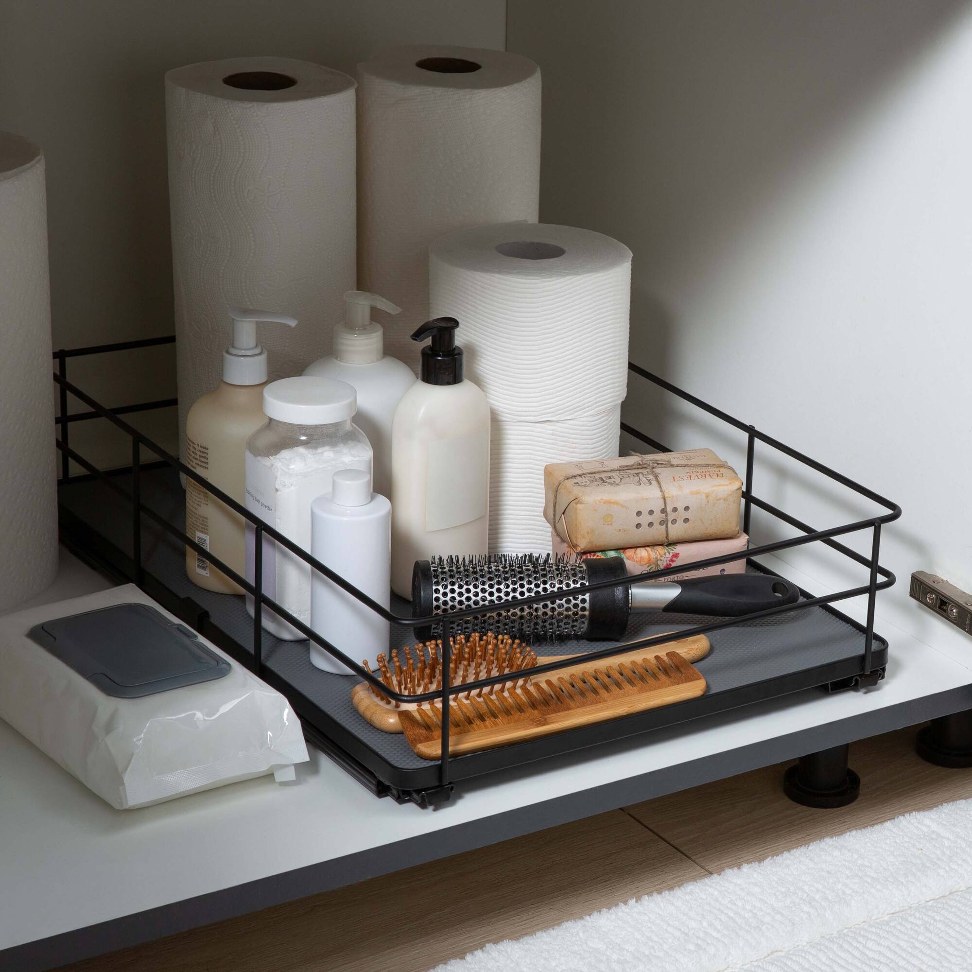 Organize It All Large Matte Black Slide Out Shelf Organizer